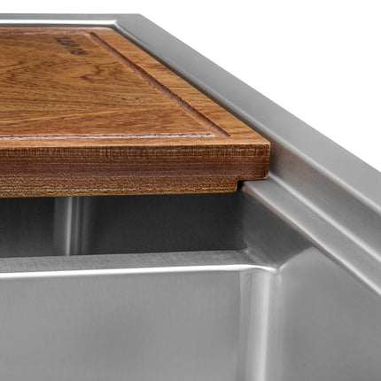 Ruvati 33 x 22 inch Workstation Drop-in 60/40 Double Bowl Topmount Rounded Corners 16 Gauge Stainless Steel Ledge Kitchen Sink - RVH8035 Ruvati