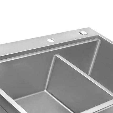 Ruvati 33 x 22 inch Workstation Drop-in 40/60 Double Bowl Topmount Rounded Corners Kitchen Sink - RVH8036 Ruvati
