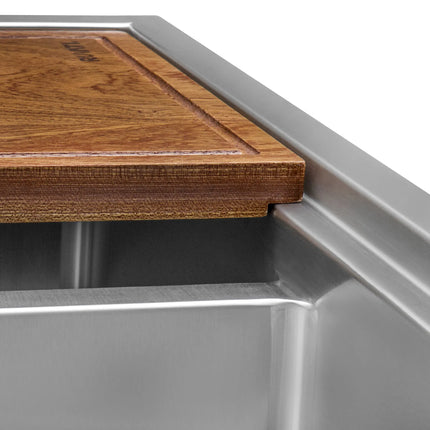 Ruvati 33 x 22 inch Workstation Drop-in 40/60 Double Bowl Topmount Rounded Corners Kitchen Sink - RVH8036 Ruvati