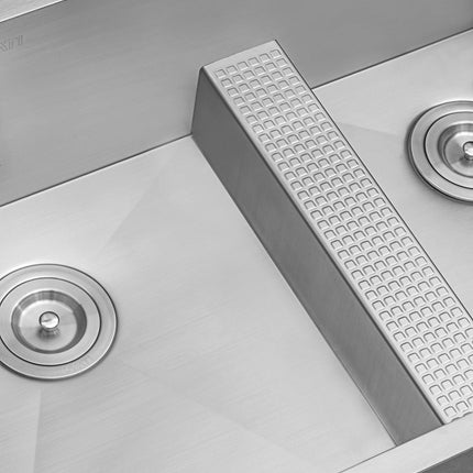 Ruvati 33-inch Drop-in Low Platform-Divide Zero Radius 60/40 Double Bowl 16 Gauge Topmount Kitchen Sink - RVH8059 Ruvati
