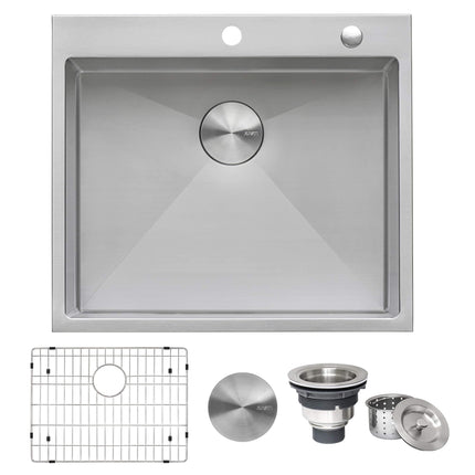 Ruvati 21 inch Drop-in Topmount Rounded 16 Gauge Stainless Steel Kitchen Sink Single Bowl - RVH8071 Ruvati