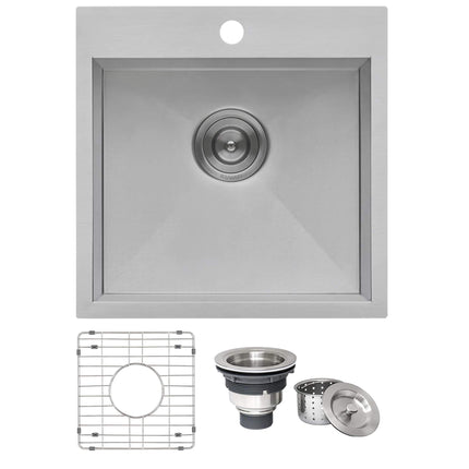 Ruvati 18 x 18 inch Drop-in Topmount Bar Prep Sink 16 Gauge Stainless Steel Single Bowl - RVH8118 Ruvati