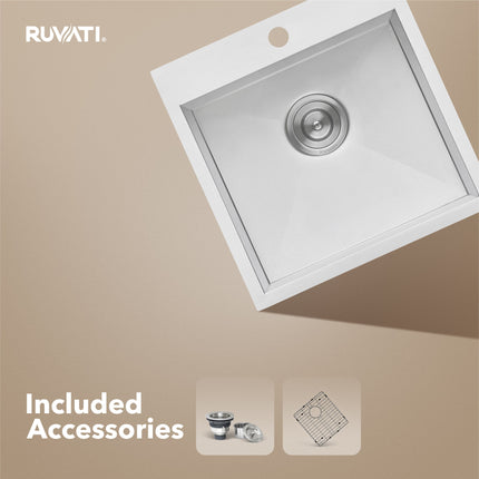 Ruvati 18 x 18 inch Drop-in Topmount Bar Prep Sink 16 Gauge Stainless Steel Single Bowl - RVH8118 Ruvati