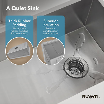 Ruvati 18 x 18 inch Drop-in Topmount Bar Prep Sink 16 Gauge Stainless Steel Single Bowl - RVH8118 Ruvati