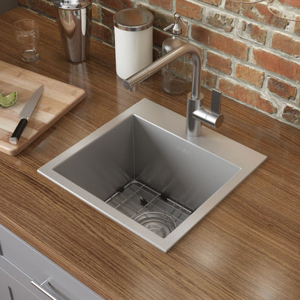 Ruvati 18 x 18 inch Drop-in Topmount Bar Prep Sink 16 Gauge Stainless Steel Single Bowl - RVH8118 Ruvati