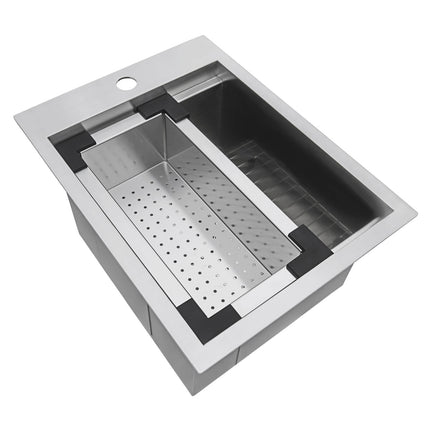 Ruvati 15 x 20 inch Workstation Drop-in Topmount Bar Prep RV Sink 16 Gauge Stainless Steel - RVH8210 Ruvati