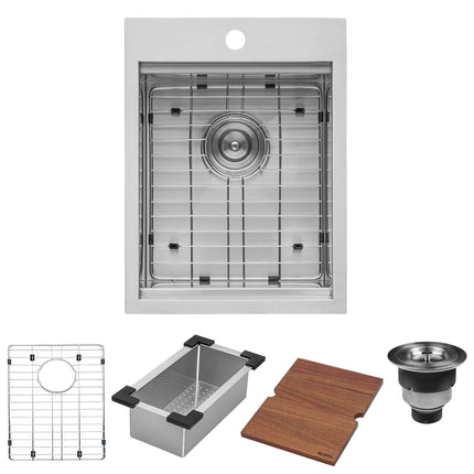 Ruvati 15 x 20 inch Workstation Drop-in Topmount Bar Prep RV Sink 16 Gauge Stainless Steel - RVH8210 Ruvati