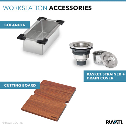 Ruvati 15 x 20 inch Workstation Drop-in Topmount Bar Prep RV Sink 16 Gauge Stainless Steel - RVH8210 Ruvati