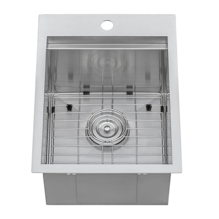 Ruvati 15 x 20 inch Workstation Drop-in Topmount Bar Prep RV Sink 16 Gauge Stainless Steel - RVH8210 Ruvati