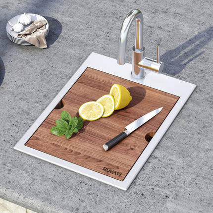 Ruvati 15 x 20 inch Workstation Drop-in Topmount Bar Prep RV Sink 16 Gauge Stainless Steel - RVH8210 Ruvati