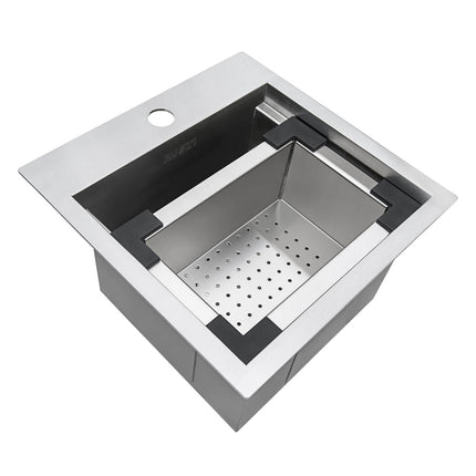 Ruvati 15 x 15 inch Workstation Drop-in Topmount Bar Prep RV Sink 16 Gauge Stainless Steel - RVH8215 Ruvati