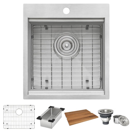Ruvati 18 x 20 inch RV Camper Van Workstation Drop-in Topmount Bar Prep Tiny Home Sink Stainless Steel - RVH8218 Ruvati