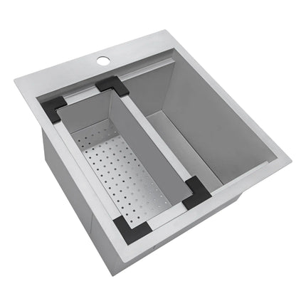 Ruvati 18 x 20 inch RV Camper Van Workstation Drop-in Topmount Bar Prep Tiny Home Sink Stainless Steel - RVH8218 Ruvati