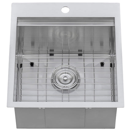 Ruvati 21 x 20 inch RV Workstation Drop-in Topmount Bar Prep Kitchen Sink 16 Gauge Stainless Steel - RVH8221 Ruvati