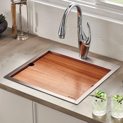 Ruvati 21 x 20 inch RV Workstation Drop-in Topmount Bar Prep Kitchen Sink 16 Gauge Stainless Steel - RVH8221 Ruvati