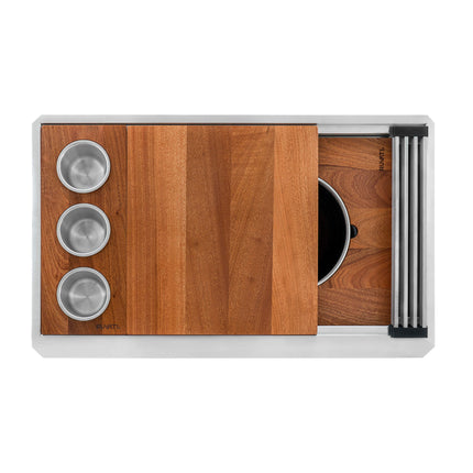 Ruvati 33-inch Workstation Two-Tiered Ledge Kitchen Sink Undermount 16 Gauge Stainless Steel - RVH8222 Ruvati