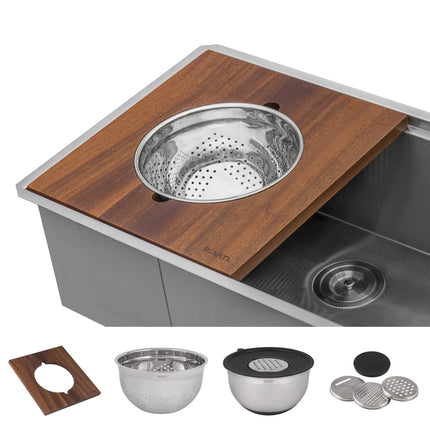 Ruvati 33-inch Workstation Two-Tiered Ledge Kitchen Sink Undermount 16 Gauge Stainless Steel - RVH8222 Ruvati