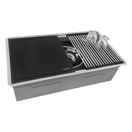 Ruvati 33-inch Workstation Two-Tiered Ledge Kitchen Sink Undermount 16 Gauge Stainless Steel - RVH8224 Ruvati