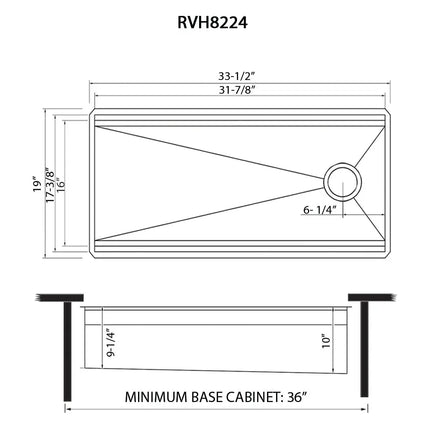 Ruvati 33-inch Workstation Two-Tiered Ledge Kitchen Sink Undermount 16 Gauge Stainless Steel - RVH8224 Ruvati