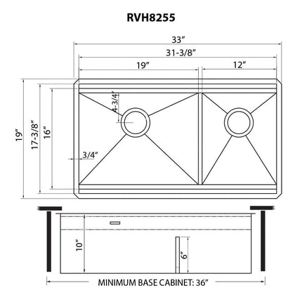 Ruvati 33-inch Workstation Dual Tier Double Bowl Low Divide Undermount 16 Gauge Stainless Steel Kitchen Sink - RVH8255 Ruvati