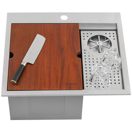Ruvati 22 inch Glass Rinser and Sink Combo for Wet Bar Bottle Washer Station Drop in Topmount - RVH8262ST Ruvati