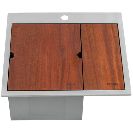 Ruvati 22 inch Glass Rinser and Sink Combo for Wet Bar Bottle Washer Station Drop in Topmount - RVH8262ST Ruvati