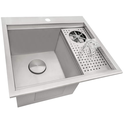 Ruvati 22 inch Glass Rinser and Sink Combo for Wet Bar Bottle Washer Station Drop in Topmount - RVH8262ST Ruvati