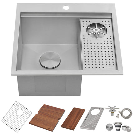 Ruvati 22 inch Glass Rinser and Sink Combo for Wet Bar Bottle Washer Station Drop in Topmount - RVH8262ST Ruvati