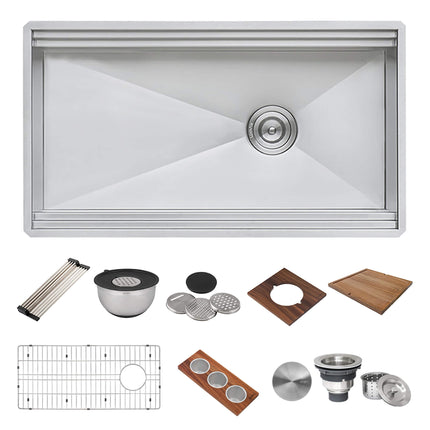 Ruvati 39-inch Workstation Dual Tier Kitchen Sink Undermount 16 Gauge Stainless Steel - RVH8299 Ruvati