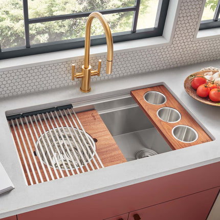 Ruvati 39-inch Workstation Dual Tier Kitchen Sink Undermount 16 Gauge Stainless Steel - RVH8299 Ruvati