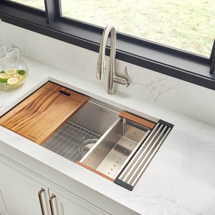 Ruvati 32-inch Workstation Ledge Undermount 16 Gauge Stainless Steel Kitchen Sink Single Bowl - RVH8300 Ruvati