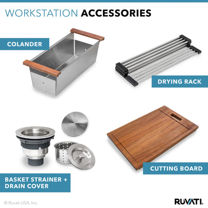 Ruvati 32-inch Workstation Ledge Undermount 16 Gauge Stainless Steel Kitchen Sink Single Bowl - RVH8300 Ruvati