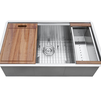 Ruvati 32-inch Workstation Ledge Undermount 16 Gauge Stainless Steel Kitchen Sink Single Bowl - RVH8300 Ruvati