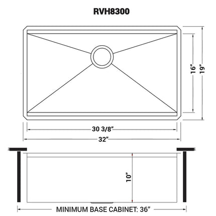 Ruvati 32-inch Workstation Ledge Undermount 16 Gauge Stainless Steel Kitchen Sink Single Bowl - RVH8300 Ruvati
