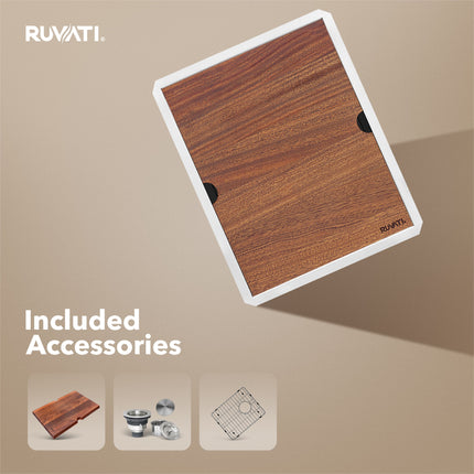 Ruvati 15" Workstation Bar Prep Sink Ledge Undermount 16 Gauge Stainless Steel Single Bowl - RVH8304 Ruvati