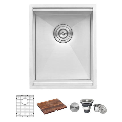 Ruvati 15" Workstation Bar Prep Sink Ledge Undermount 16 Gauge Stainless Steel Single Bowl - RVH8304 Ruvati