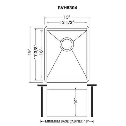 Ruvati 15" Workstation Bar Prep Sink Ledge Undermount 16 Gauge Stainless Steel Single Bowl - RVH8304 Ruvati