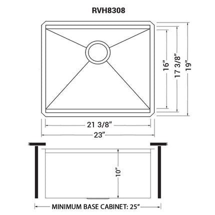 Ruvati 23" Workstation Ledge Bar Prep Kitchen Sink Undermount 16 Gauge Stainless Steel Single Bowl - RVH8308 Ruvati