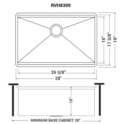 Ruvati 28-inch Workstation Ledge Undermount 16 Gauge Stainless Steel Kitchen Sink Single Bowl - RVH8309 Ruvati