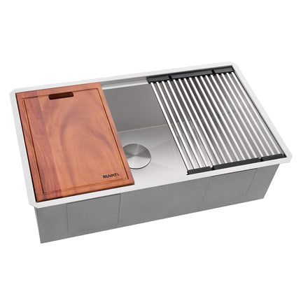 Ruvati 30-inch Workstation Ledge Undermount 16 Gauge Stainless Steel Kitchen Sink Single Bowl - RVH8310 Ruvati