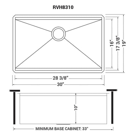 Ruvati 30-inch Workstation Ledge Undermount 16 Gauge Stainless Steel Kitchen Sink Single Bowl - RVH8310 Ruvati