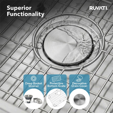 Ruvati 13 inch Workstation Bar Prep Sink with Cover Undermount 16 Gauge Stainless Steel Single Bowl - RVH8316 Ruvati