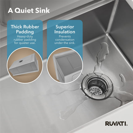 Ruvati 13 inch Workstation Bar Prep Sink with Cover Undermount 16 Gauge Stainless Steel Single Bowl - RVH8316 Ruvati