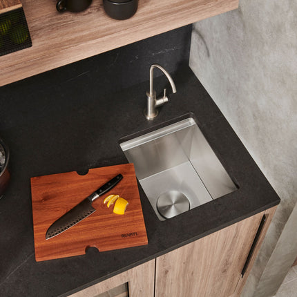 Ruvati 13 inch Workstation Bar Prep Sink with Cover Undermount 16 Gauge Stainless Steel Single Bowl - RVH8316 Ruvati