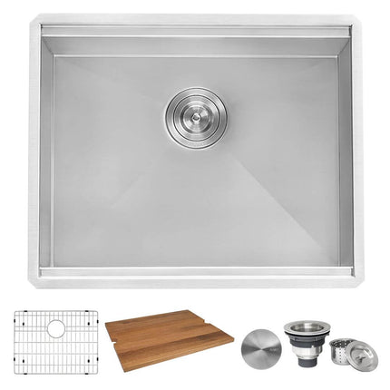 Ruvati 18 x 19 inch Workstation Bar Prep Sink Undermount 16 Gauge Ledge Stainless Steel Single Bowl - RVH8319 Ruvati