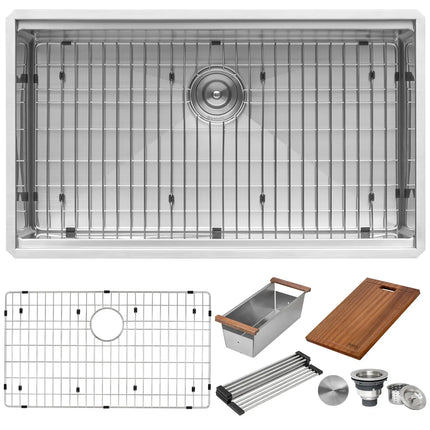 Ruvati 30-inch Workstation Rounded Corners Undermount Ledge Kitchen Sink with Accessories - RVH8320 Ruvati