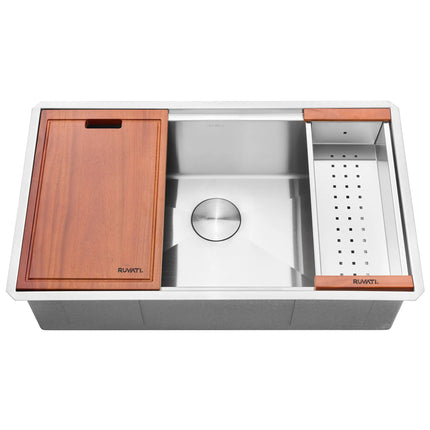 Ruvati 30-inch Workstation Rounded Corners Undermount Ledge Kitchen Sink with Accessories - RVH8320 Ruvati