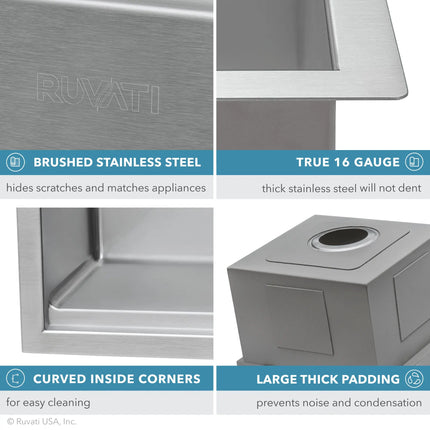 Ruvati 30-inch Workstation Rounded Corners Undermount Ledge Kitchen Sink with Accessories - RVH8320 Ruvati