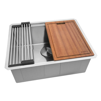 Ruvati 24-inch Workstation Rounded Corners Undermount Ledge Kitchen Sink with Accessories - RVH8324 Ruvati