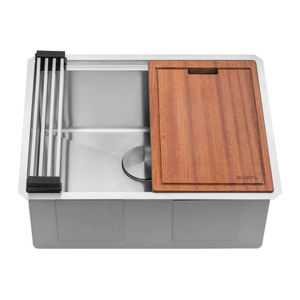 Ruvati 24-inch Workstation Rounded Corners Undermount Ledge Kitchen Sink with Accessories - RVH8324 Ruvati